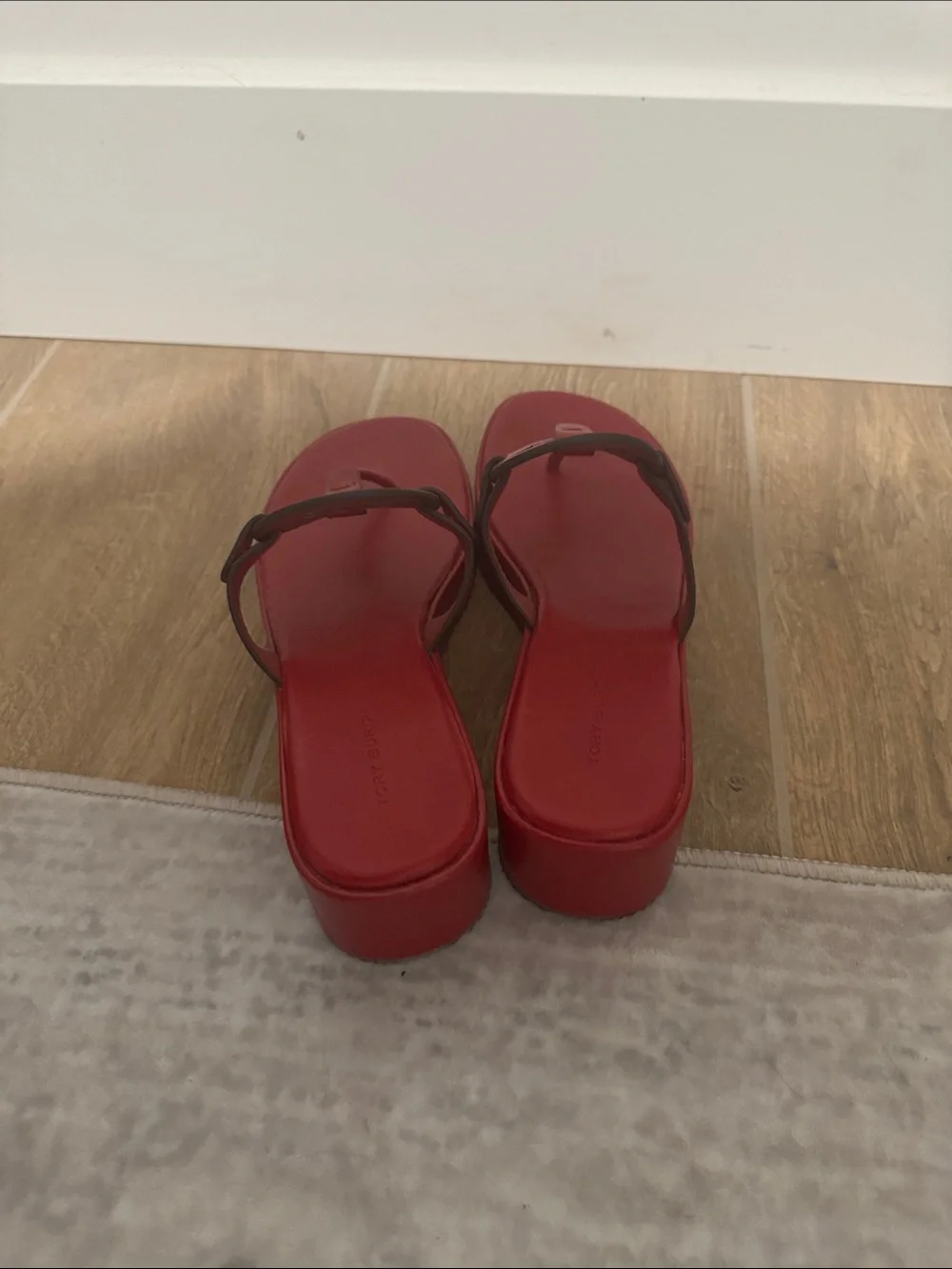 Tory Burch Red Logo Thong Sandals